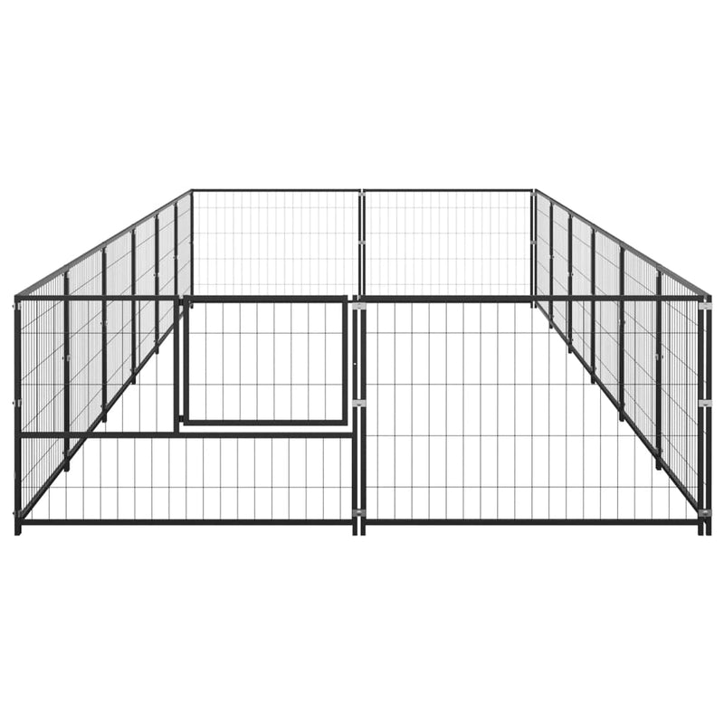 Dog Kennel Black 12 m² Steel