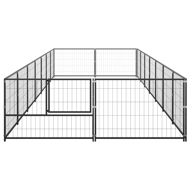 Dog Kennel Black 14 m² Steel