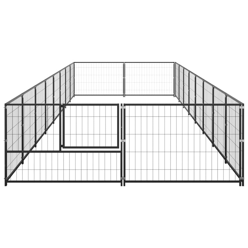 Dog Kennel Black 16 m² Steel