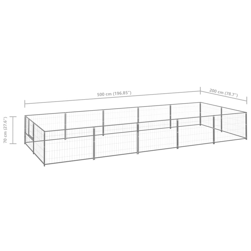 Dog Kennel Silver 10 m² Steel