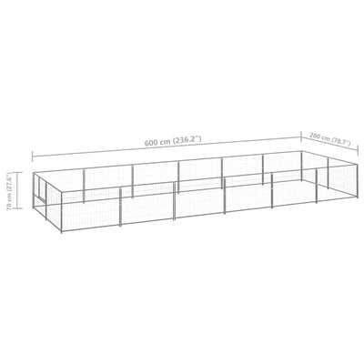 Dog Kennel Silver 12 m² Steel