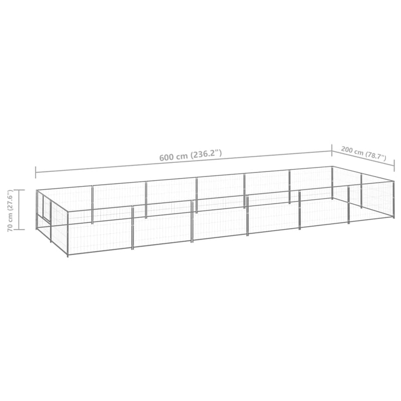 Dog Kennel Silver 12 m² Steel