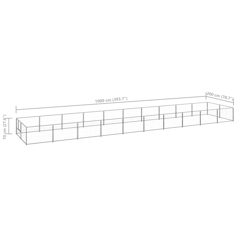 Dog Kennel Silver 20 m² Steel