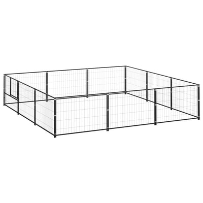 Dog Kennel Black 9 m² Steel