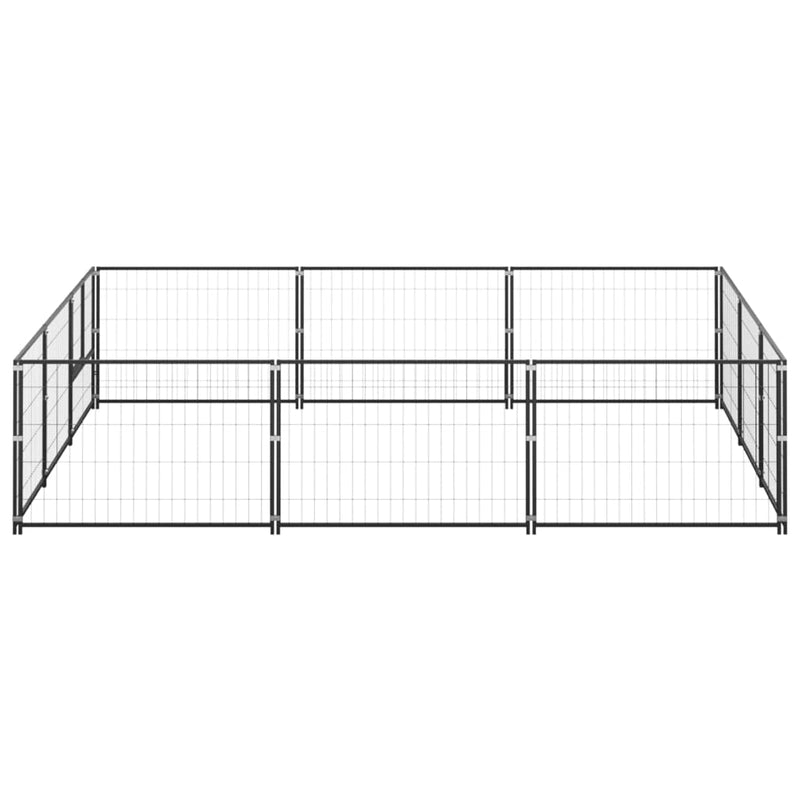 Dog Kennel Black 9 m² Steel