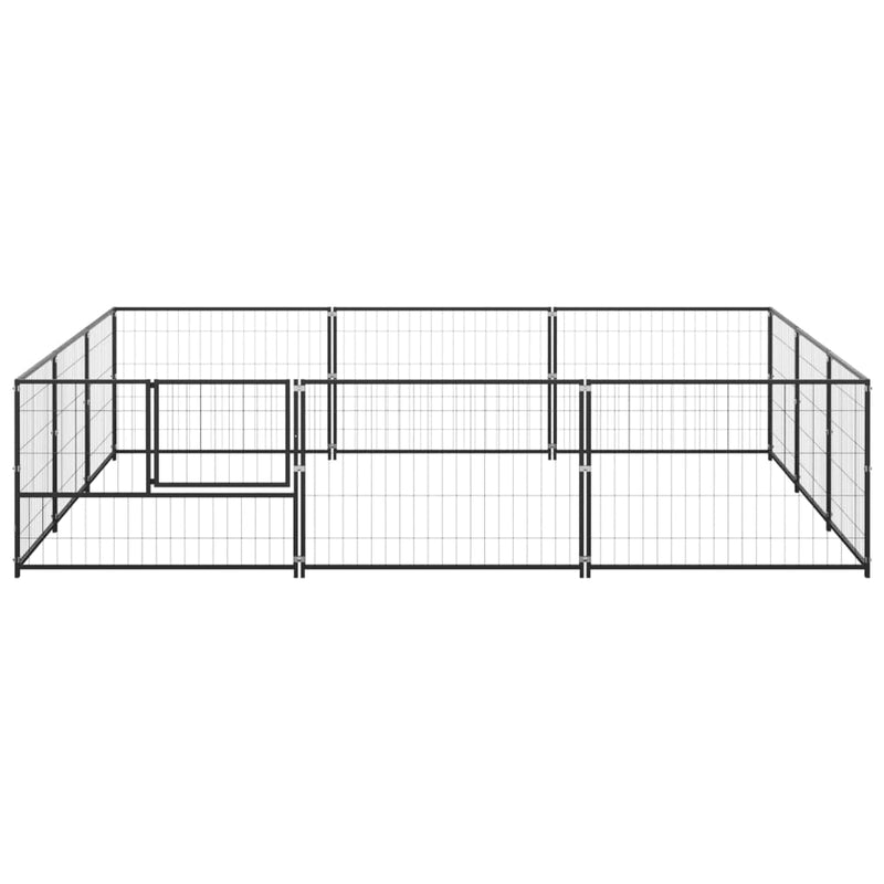 Dog Kennel Black 9 m² Steel