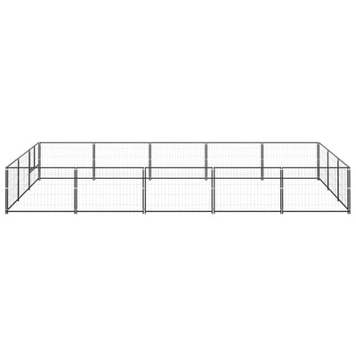 Dog Kennel Black 15 m² Steel