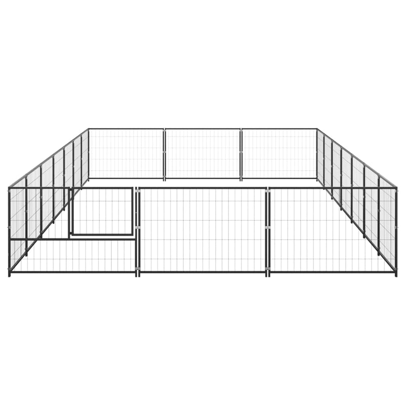 Dog Kennel Black 21 m² Steel