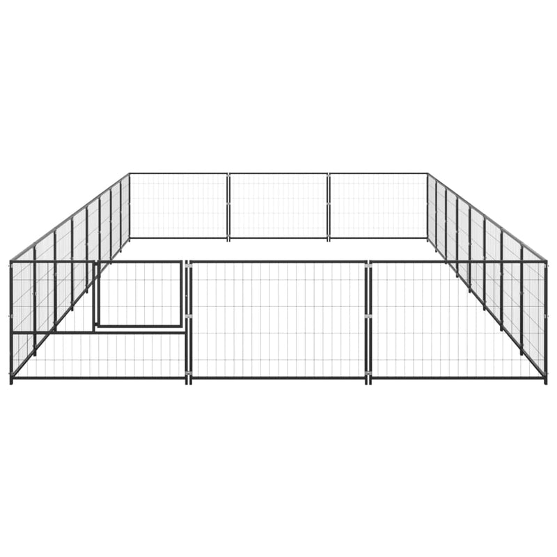 Dog Kennel Black 24 m² Steel