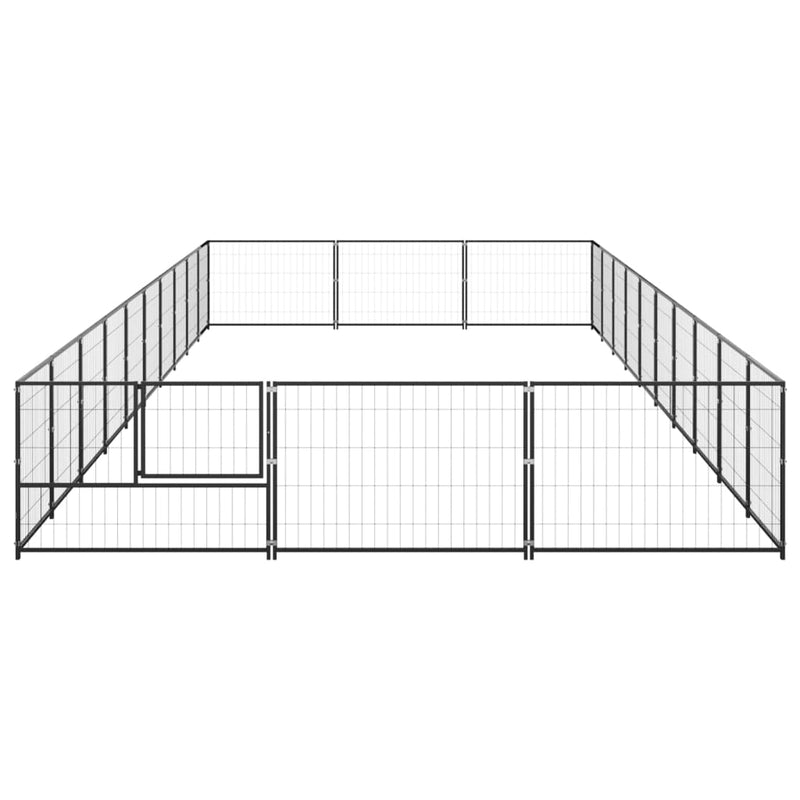 Dog Kennel Black 30 m² Steel