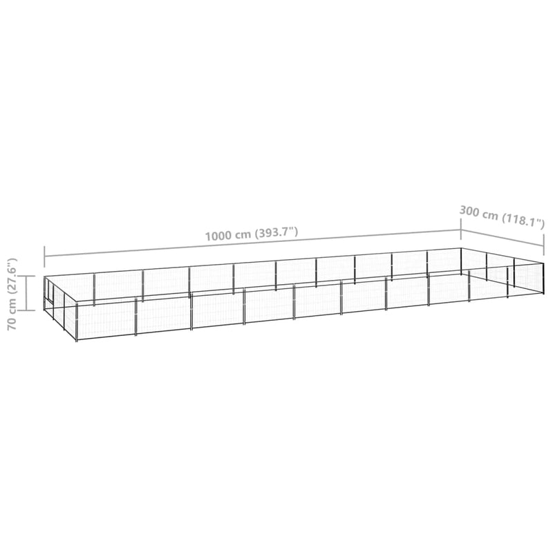 Dog Kennel Black 30 m² Steel