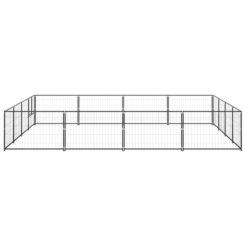 Dog Kennel Black 16 m² Steel