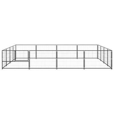 Dog Kennel Black 16 m² Steel