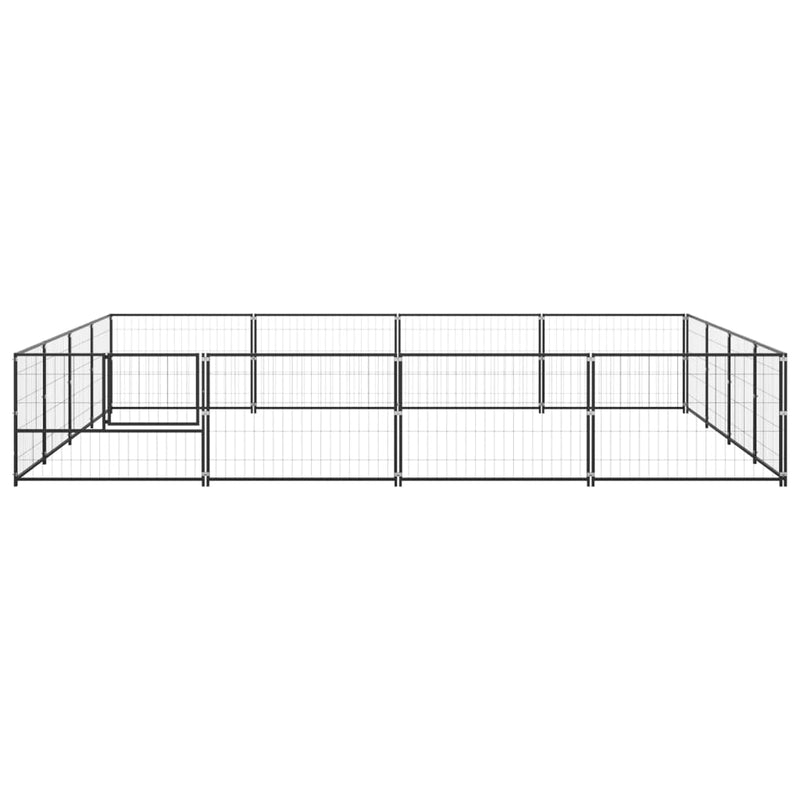 Dog Kennel Black 16 m² Steel