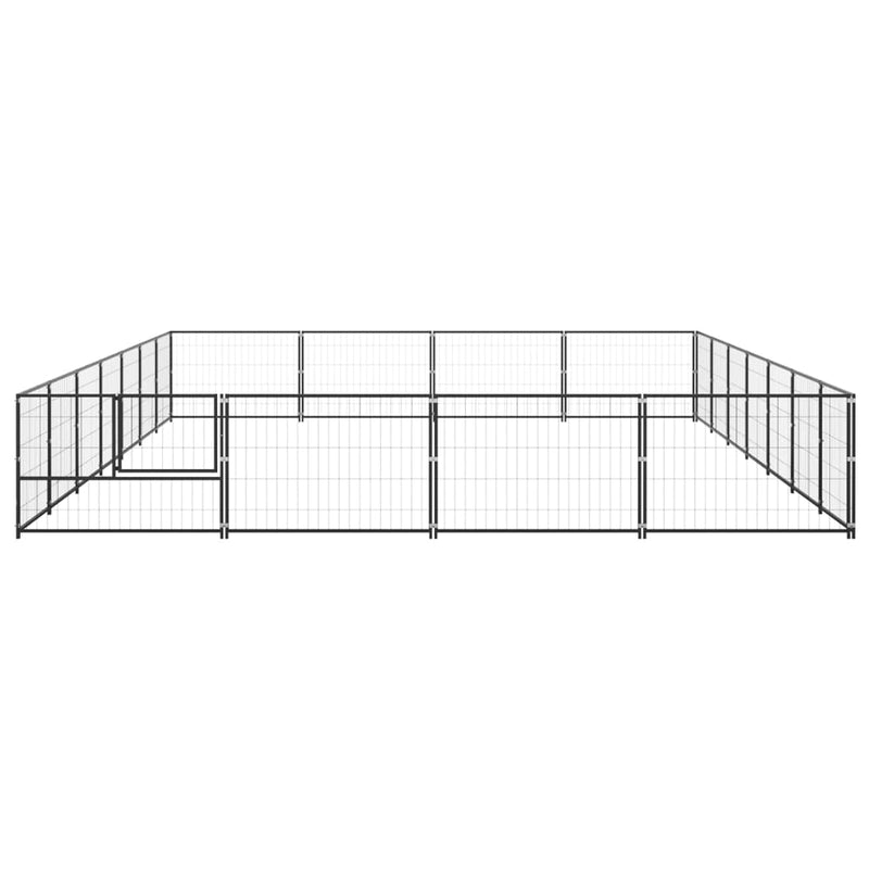 Dog Kennel Black 28 m² Steel