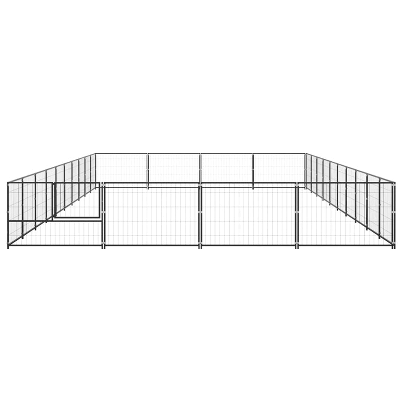 Dog Kennel Black 40 m² Steel