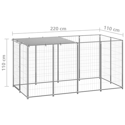 Dog Kennel Silver 2.42 m² Steel