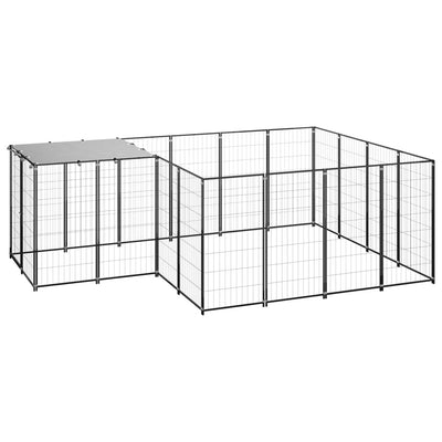 Dog Kennel Black 6.05 m² Steel