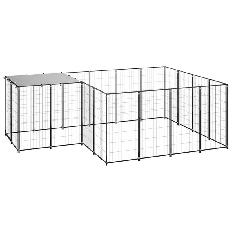 Dog Kennel Black 6.05 m² Steel