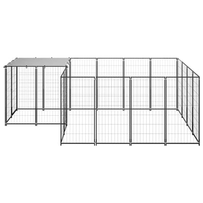 Dog Kennel Black 6.05 m² Steel