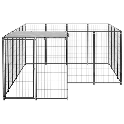 Dog Kennel Black 6.05 m² Steel