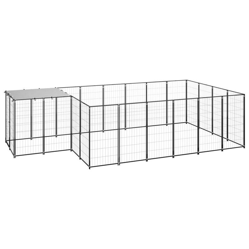 Dog Kennel Black 8.47 m² Steel