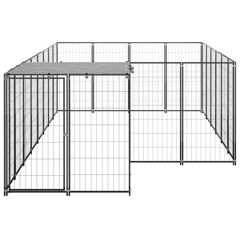 Dog Kennel Black 8.47 m² Steel