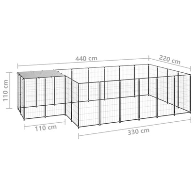 Dog Kennel Black 8.47 m² Steel