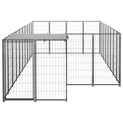 Dog Kennel Black 10.89 m² Steel