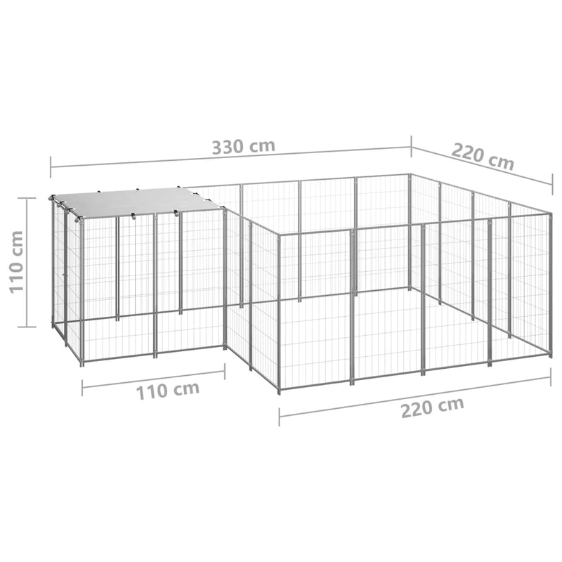 Dog Kennel Silver 6.05 m² Steel