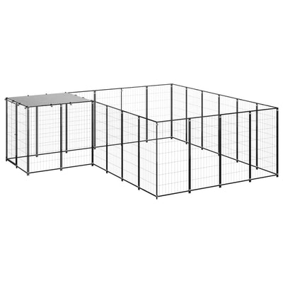 Dog Kennel Black 8.47 m² Steel