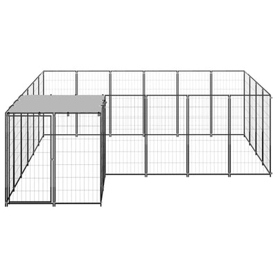 Dog Kennel Black 8.47 m² Steel