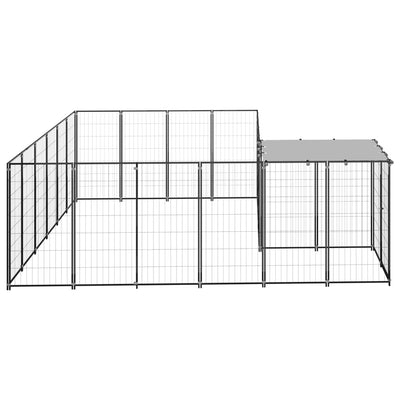 Dog Kennel Black 8.47 m² Steel