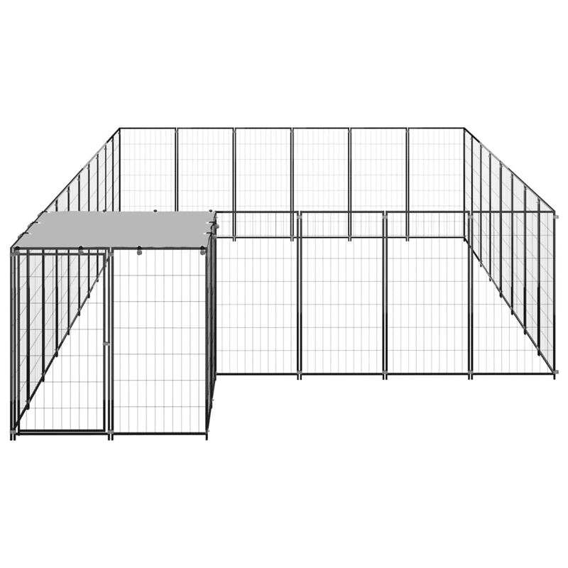 Dog Kennel Black 15.73 m² Steel