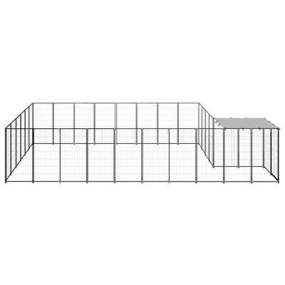 Dog Kennel Black 15.73 m² Steel