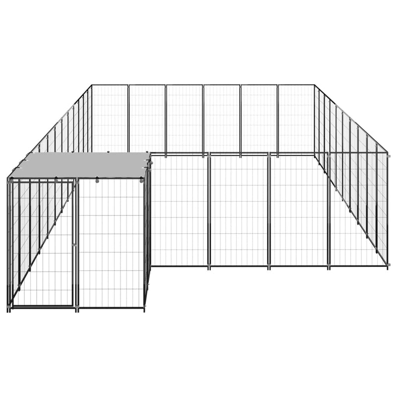 Dog Kennel Black 19.36 m² Steel