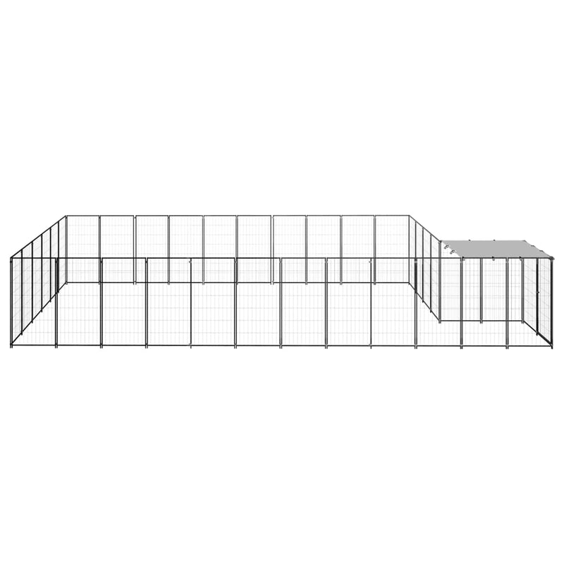 Dog Kennel Black 19.36 m² Steel