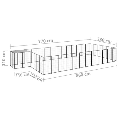 Dog Kennel Black 22.99 m² Steel