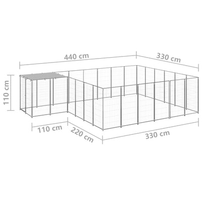 Dog Kennel Silver 12.1 m² Steel