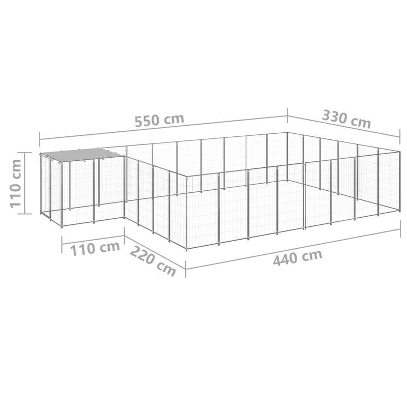 Dog Kennel Silver 15.73 m² Steel