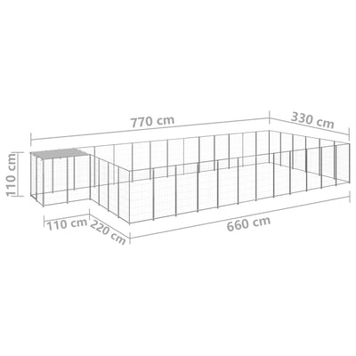 Dog Kennel Silver 22.99 m² Steel