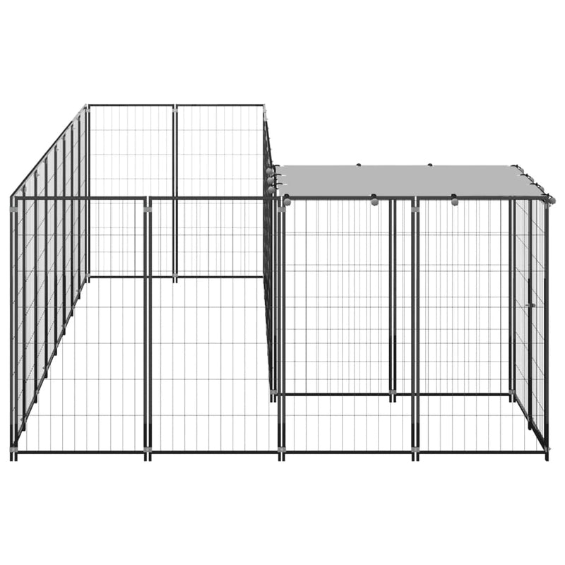 Dog Kennel Black 6.05 m² Steel