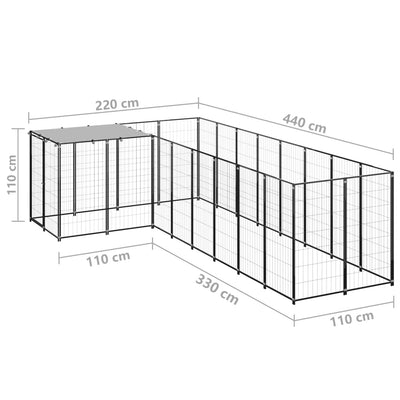 Dog Kennel Black 6.05 m² Steel