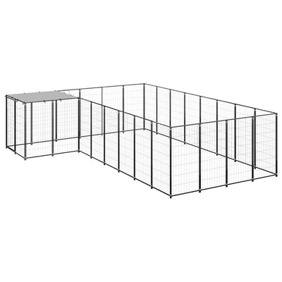 Dog Kennel Black 10.89 m² Steel