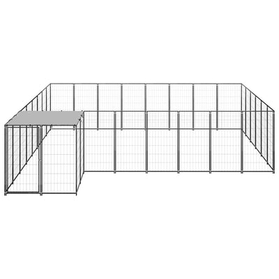 Dog Kennel Black 15.73 m² Steel