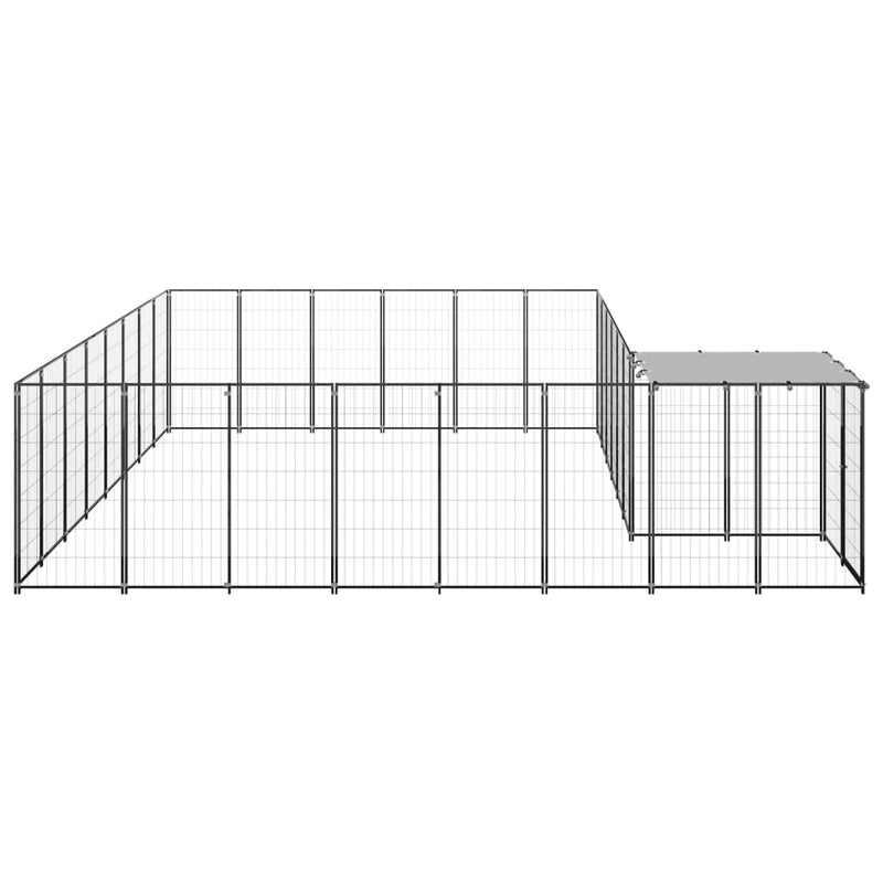 Dog Kennel Black 15.73 m² Steel