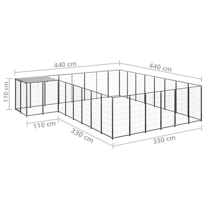 Dog Kennel Black 15.73 m² Steel