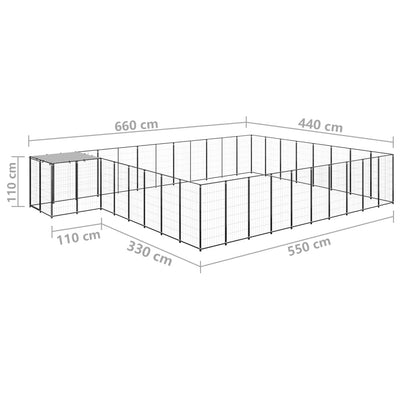 Dog Kennel Black 25.41 m² Steel