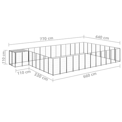 Dog Kennel Black 30.25 m² Steel