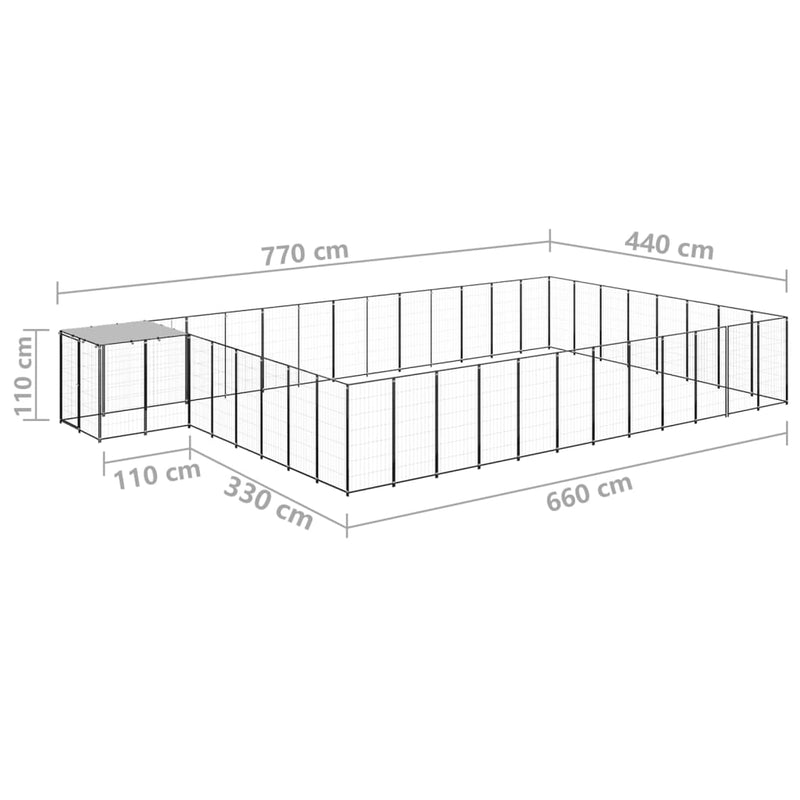 Dog Kennel Black 30.25 m² Steel